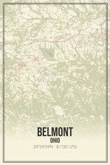Retro US city map of Belmont, Ohio. Vintage street map.