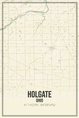 Retro US city map of Holgate, Ohio. Vintage street map.