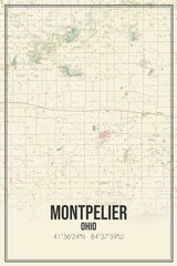 Retro US city map of Montpelier, Ohio. Vintage street map.