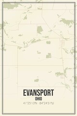 Retro US city map of Evansport, Ohio. Vintage street map.
