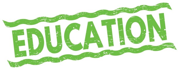EDUCATION text on green lines stamp sign.