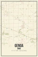 Retro US city map of Genoa, Ohio. Vintage street map.