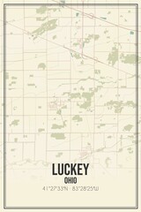 Retro US city map of Luckey, Ohio. Vintage street map.