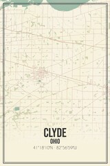 Retro US city map of Clyde, Ohio. Vintage street map.