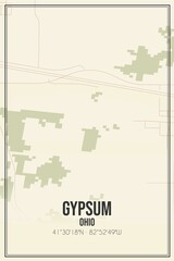 Retro US city map of Gypsum, Ohio. Vintage street map.