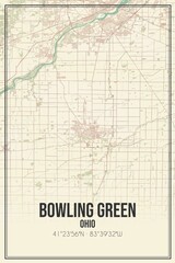Retro US city map of Bowling Green, Ohio. Vintage street map.