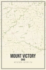 Obraz premium Retro US city map of Mount Victory, Ohio. Vintage street map.