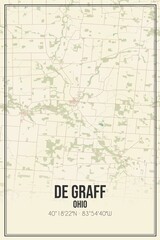Retro US city map of De Graff, Ohio. Vintage street map.