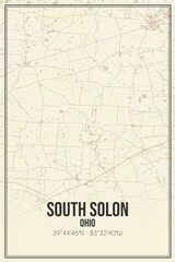 Retro US city map of South Solon, Ohio. Vintage street map.