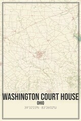 Retro US city map of Washington Court House, Ohio. Vintage street map.