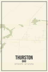 Retro US city map of Thurston, Ohio. Vintage street map.