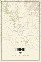 Retro US city map of Orient, Ohio. Vintage street map.