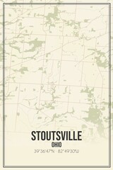 Retro US city map of Stoutsville, Ohio. Vintage street map.