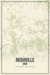 Retro US city map of Rushville, Ohio. Vintage street map.