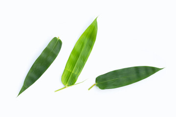 Bamboo leaves on white background.