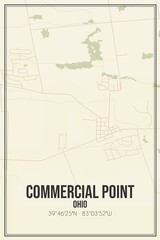 Retro US city map of Commercial Point, Ohio. Vintage street map.