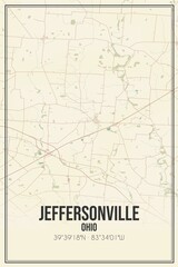 Retro US city map of Jeffersonville, Ohio. Vintage street map.