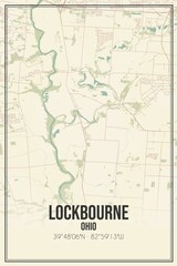 Fototapeta na wymiar Retro US city map of Lockbourne, Ohio. Vintage street map.