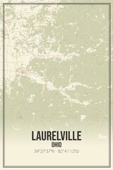 Retro US city map of Laurelville, Ohio. Vintage street map.