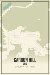 Retro US city map of Carbon Hill, Ohio. Vintage street map.