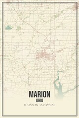 Fototapeta premium Retro US city map of Marion, Ohio. Vintage street map.