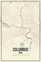 Obraz premium Retro US city map of Columbus, Ohio. Vintage street map.