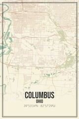 Fototapeta premium Retro US city map of Columbus, Ohio. Vintage street map.