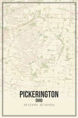 Retro US city map of Pickerington, Ohio. Vintage street map.