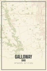 Retro US city map of Galloway, Ohio. Vintage street map.