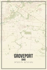 Retro US city map of Groveport, Ohio. Vintage street map.