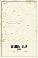 Retro US city map of Woodstock, Ohio. Vintage street map.