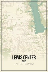 Retro US city map of Lewis Center, Ohio. Vintage street map.