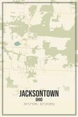 Retro US city map of Jacksontown, Ohio. Vintage street map.