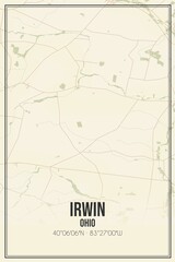 Retro US city map of Irwin, Ohio. Vintage street map.