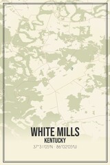 Retro US city map of White Mills, Kentucky. Vintage street map.