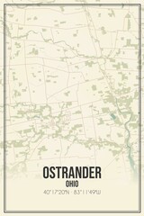 Retro US city map of Ostrander, Ohio. Vintage street map.