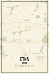 Retro US city map of Etna, Ohio. Vintage street map.