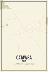 Retro US city map of Catawba, Ohio. Vintage street map.
