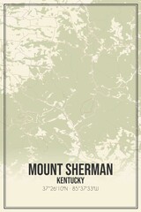 Retro US city map of Mount Sherman, Kentucky. Vintage street map.