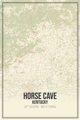 Retro US city map of Horse Cave, Kentucky. Vintage street map.