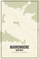 Retro US city map of Marrowbone, Kentucky. Vintage street map.