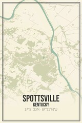 Retro US city map of Spottsville, Kentucky. Vintage street map.