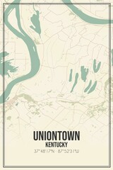Retro US city map of Uniontown, Kentucky. Vintage street map.
