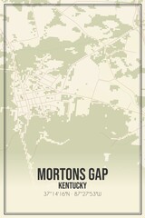 Retro US city map of Mortons Gap, Kentucky. Vintage street map.