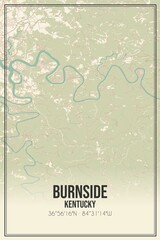 Retro US city map of Burnside, Kentucky. Vintage street map.