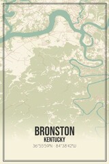 Retro US city map of Bronston, Kentucky. Vintage street map.