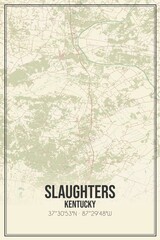 Retro US city map of Slaughters, Kentucky. Vintage street map.
