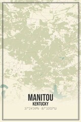 Retro US city map of Manitou, Kentucky. Vintage street map.