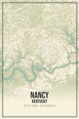 Retro US city map of Nancy, Kentucky. Vintage street map.