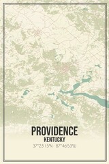 Retro US city map of Providence, Kentucky. Vintage street map.